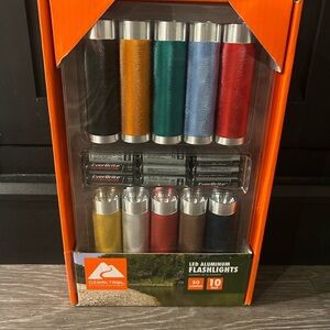Set of 10 Ozark Trail LED Aluminum Flashlight Set - Multicolor, NWT